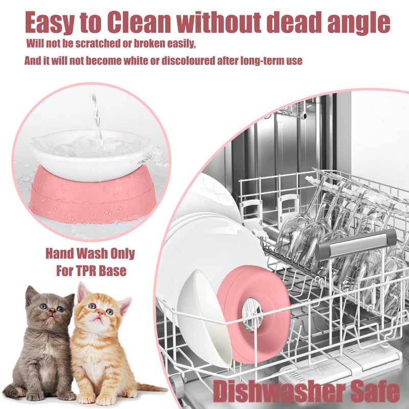 Umysky French Bulldog Food Bowl- Slanted Tilted Pug Food Water Bowl,Cat Bowl- Feeder for Frenchie/Shih Tzu/Flat Faced Small Dogs/Puppies/Cats (Pink, 2 Cup) - Image 5